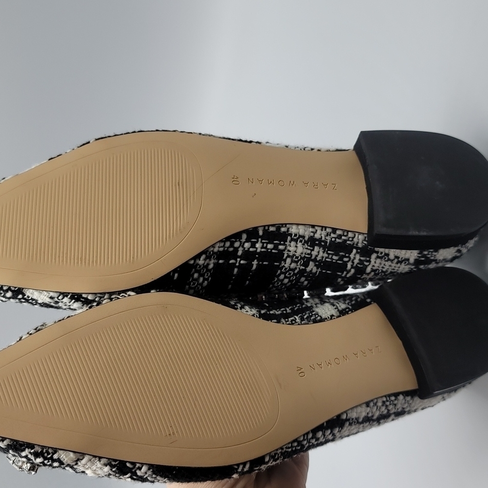 Zara woman tweed with rhinestones embellishments pointed shoes size 40 - Picture 7 of 7
